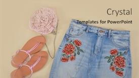  Presentation with hydrangea - Slide deck enhanced with embroidered flowers jeans shoes pink hydrangea - beige background background and a soft green colored foreground