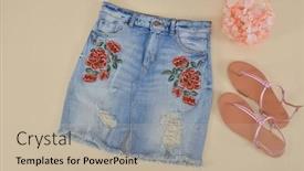  Presentation with hydrangea - Theme enhanced with embroidered flowers skirt jeans shoes hydrangea- beige background background and a mint green colored foreground