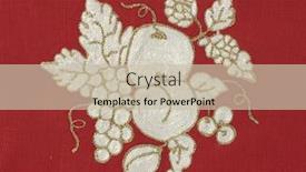  Presentation with fabric - PPT theme enhanced with embroidered fruits on red fabric background and a soft green colored foreground