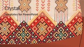  Presentation with stitch - Slide deck having embroidery stitches - embroidered good by cross-stitch pattern background and a coral colored foreground