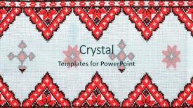 Presentation with stitch - PPT theme having embroidered good by cross-stitch pattern ukrainian ethnic ornament background and a sky blue colored foreground