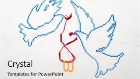  Presentation with stitch - Colorful slide set enhanced with embroidered good by cross-stitch backdrop and a sky blue colored foreground