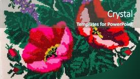  Presentation with stitch - PPT theme consisting of embroidered good by cross-stitch background and a ocean colored foreground