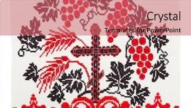  Presentation with stitch - PPT layouts consisting of embroidered good by cross-stitch background and a coral colored foreground