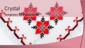  Presentation with stitch - Audience pleasing slides consisting of embroidered serviette by cross-stitch backdrop and a coral colored foreground