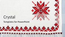  Presentation with stitch - Theme having embroidered serviette by cross-stitch background and a white colored foreground