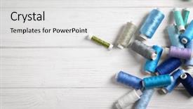  Presentation with sewing - Cool new PPT theme with embroidery - set of color sewing threads backdrop and a light gray colored foreground