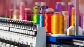  Presentation with spinning - Audience pleasing slides consisting of embroidery - spools of color threads closeup backdrop and a red colored foreground