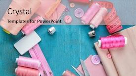  Presentation with threads fabric - Amazing slides having composition with sewing threads fabric backdrop and a lemonade colored foreground