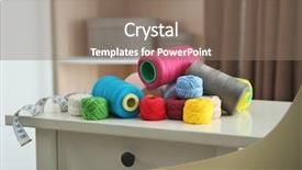  Presentation with sewing - Presentation theme featuring crochet - sewing threads and crocheting clews background and a coral colored foreground