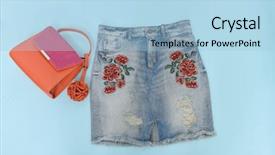  Presentation with blue floral - Colorful slide deck enhanced with embroidery floral rose female jeans backdrop and a light blue colored foreground