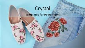  Presentation with blue floral - Cool new theme with embroidery floral rose female jeans backdrop and a light blue colored foreground