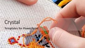  Presentation with embroidery - Slides enhanced with embroidery with colorful threads background and a soft green colored foreground