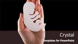  Presentation with embryo - PPT theme having embryo-silhouette-in-woman-hand background and a tawny brown colored foreground