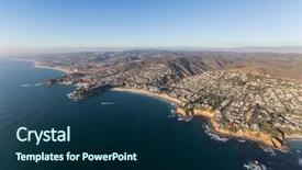  Presentation with laguna beach - Slides consisting of emerald city - coastline aerial view of laguna background and a navy blue colored foreground