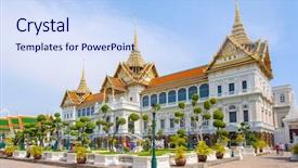  Presentation with bangkok - Slides having emerald city - grand palace in bangkok thailand background and a sky blue colored foreground