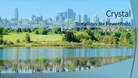  Presentation with vancouver city - Cool new PPT layouts with emerald city - majestic lake in vancouver canada backdrop and a light blue colored foreground