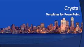 Presentation with dusk - Presentation theme having emerald city - stunning dusk panoramic shot background and a cobalt blue colored foreground