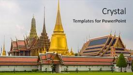  Presentation with bangkok - Amazing PPT theme having emerald city - wat pra kaew grand palace backdrop and a light gray colored foreground