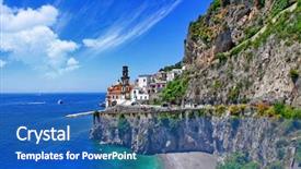  Presentation with coast - Slide deck with emerald coast atrani italy background and a ocean colored foreground