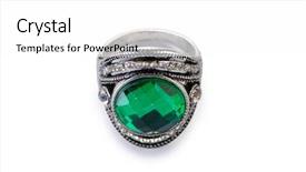  Presentation with brown sugar isolated on white - Colorful slide deck enhanced with emerald gem - jewellery ring isolated backdrop and a white colored foreground