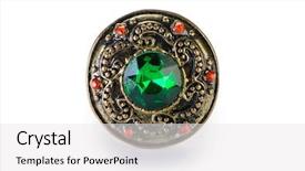  Presentation with scroll paper isolated on white - PPT theme having emerald gem - jewellery ring isolated background and a white colored foreground
