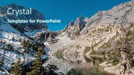  Presentation with mountain snow - Beautiful presentation design featuring emerald-lake-and-reflection backdrop and a ocean colored foreground