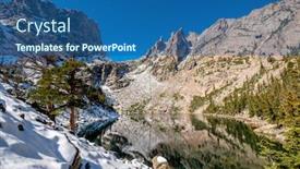  Presentation with snow mountain - Audience pleasing presentation consisting of emerald-lake-and-reflection backdrop and a ocean colored foreground