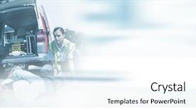  Presentation with ambulance - PPT theme enhanced with emergency - blurred new york street background and a white colored foreground