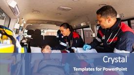  Presentation with caring - Theme enhanced with emergency - caring paramedics talking to patient background and a ocean colored foreground