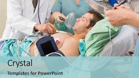  Presentation with nurses - Colorful presentation theme enhanced with emergency - doctor and nurses examining critical backdrop and a light blue colored foreground