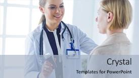  Presentation with patient care - Beautiful slide deck featuring emergency - doctor and patient discussing something backdrop and a light blue colored foreground