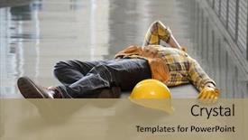 Presentation with construction - Slides featuring emergency - injured construction worker laying background and a coral colored foreground