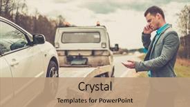  Presentation with tow truck - Presentation theme consisting of emergency - man calling while tow truck background and a coral colored foreground