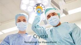  Presentation with surgery room - Cool new PPT layouts with emergency - surgery medicine and people concept backdrop and a light blue colored foreground