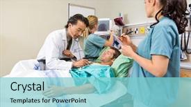  Presentation with nurses - Cool new PPT theme with emergency - team of doctor and nurses backdrop and a seafoam green colored foreground