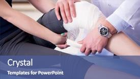  Presentation with patient care - Colorful presentation theme enhanced with emergency - traumatologist is taking care backdrop and a ocean colored foreground