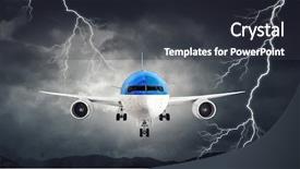  Presentation with airplane night - PPT theme consisting of emergency airflight - airplane in night sky mixed background and a dark gray colored foreground