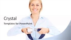  Presentation with emergency - Beautiful slide set featuring emergency airflight - blonde stewardess in blue shirt backdrop and a white colored foreground