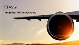  Presentation with airplane night sky - Slide deck featuring emergency airflight - silhouette of airplane in sky background and a  colored foreground