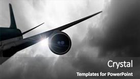  Presentation with emergency - PPT layouts with emergency airflight - silhouette of airplane in sky background and a dark gray colored foreground