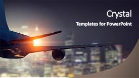  Presentation with airplane night sky - Theme enhanced with emergency airflight - silhouette of airplane in sky background and a wine colored foreground