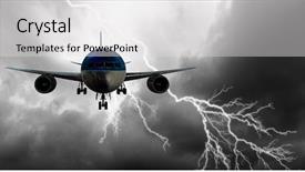  Presentation with emergency - Slides featuring emergency airflight - silhouette of airplane in sky background and a  colored foreground