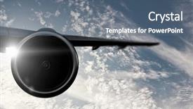  Presentation with airplane the sky travel - Beautiful PPT theme featuring emergency airflight - silhouette of airplane in sky backdrop and a  colored foreground