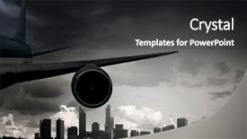  Presentation with emergency - Amazing PPT layouts having emergency airflight - silhouette of airplane in sky backdrop and a  colored foreground