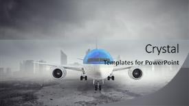  Presentation with emergency - Presentation theme consisting of emergency airplane landing mixed media background and a light gray colored foreground