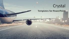  Presentation with emergency - PPT theme enhanced with emergency airplane landing mixed media background and a light gray colored foreground