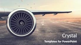  Presentation with turbine - Slides enhanced with turbine engine - emergency airplane landing mixed media background and a dark gray colored foreground