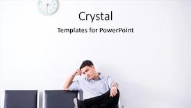  Presentation with lobby - Cool new presentation theme with emergency baby - man nervously impatiently waiting backdrop and a sky blue colored foreground