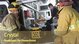  Presentation with ambulance - PPT layouts enhanced with homemade chocolate brownies decorated with fresh raspberry and bluberry background and a coral colored foreground.